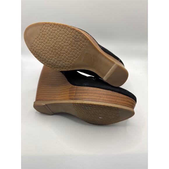 Levity Black Suede Loafer Block Heel Shoes - Picture 4 of 6